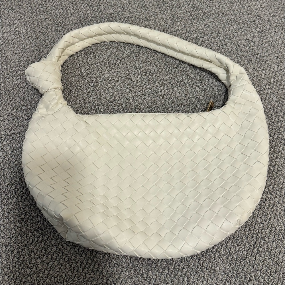 Target white leather shoulder bag